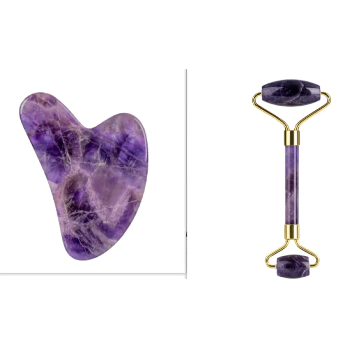 Quiet Stone Ritual — Amethyst Roller + Gua Sha Set